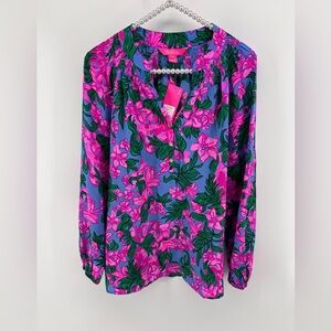 Lilly Pulitzer Elsa Silk Top Cerise Pink Safari Sunset Size XS NWT
